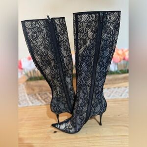 Casadei black lace boots